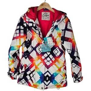 Empyre winter jacket womens size Small multicolor design snowboard skiing hood
